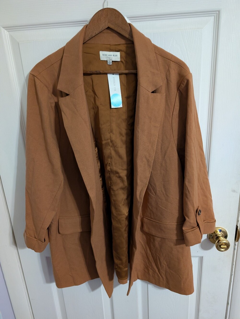 New Skies Are Blue Womens Blazer Brown Jacket Suit Coat Plus Size 3X Curvy